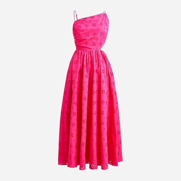 J CREW COLLECTION CUT OUT EYELET DRESS FESTIVAL PINK NWT SZ 8 - Picture 4 of 6